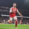 Oleksandr Zinchenko rayakan gol Arsenal