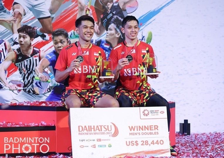 Fajar/Rian Usai Menjuarai Turnamen Indonesia Masters 2022 (Sumber: Badminton Photo)