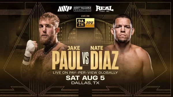 Poster resmi pertarungan MMA Jake Paul vs Nate Diaz