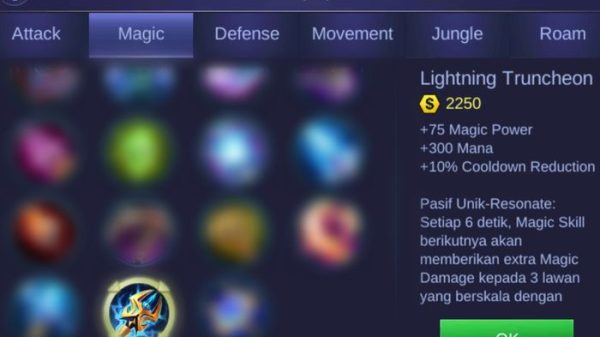 Lightning Truncheon memiliki efek tertentu yang dapat memperkuat damage di mobile legends